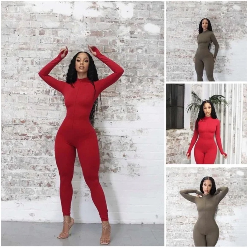 Red La Foi Long Sleeve Jumpsuit (discontinued)